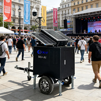 Cámara de Vigilancia Solar OKAF AI 4G, Remolque Móvil con CCTV Solar para Seguridad en Obras de Construcción