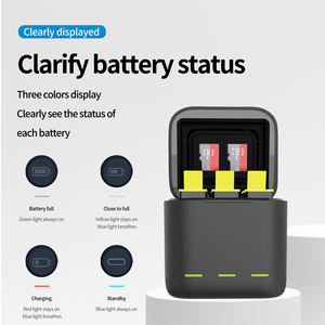 Kit Caricabatterie Telesin a 3 Slot e 2 Batterie con Funzione di Archiviazione Schede TF e Batterie per GoPro Hero <span class=keywords><strong>11</strong></span> - Product Image 4