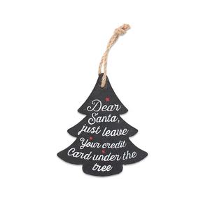 Ornement de Noël d'extérieur en pierre naturelle créative, personnalisé, en <span class=keywords><strong>ardoise</strong></span> noire, avec base suspendue et gravure imprimée, vente en gros - Product Image 2