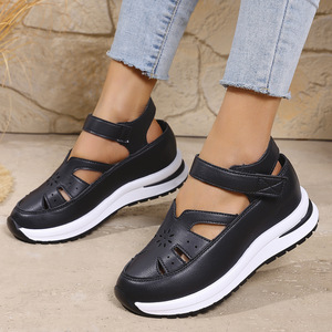 Women Summer <b>Wedge</b> <b>Sandals</b> New Thick Sole Closed-Toe <b>Sandals</b> Hollow Breathable <b>Platform</b> - Product Image 1