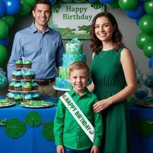 Écharpe d'<span class=keywords><strong>anniversaire</strong></span> Alligator pour garçons, décorations de fête <span class=keywords><strong>Crocodile</strong></span>, écharpe Joyeux <span class=keywords><strong>Anniversaire</strong></span> pour animaux de la jungle, reptiles, crocodiles, alligatrices - Product Image 4