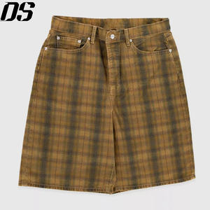 Shorts Vaqueros a Cuadros con Estampado Personalizado para Hombre, Estilo Casual, Corte Amplio, Ropa de Primavera/Verano 2026 - Product Image 1