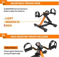 Vélo d'exercice portable sous le bureau avec hauteur réglable et ventouses pour entraînement des bras et des jambes à domicile