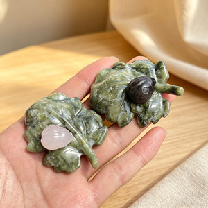 Figura de Serpentina Natural Tallada a Mano con Forma de Hoja y Mariquita, Adorno de <span class=keywords><strong>Piedra</strong></span> Pulida para Sanación y Decoración de Mesa, Venta al Por Mayor - Product Image 3