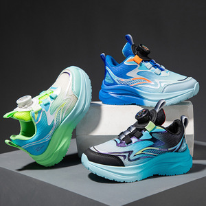 Chaussures de sport pour garçons, respirantes en maille, printemps-automne, tendance 2026, nouvelle boucle pivotante, chaussures de basketball et de course, semelle souple, rayures - Product Image 3