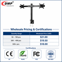 Nouveau support de bureau DMP à double pince incurvée réglable pour moniteurs LCD/LED de 13 à 27 pouces