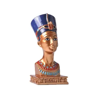 Venta al por mayor antigua estatuilla egipcia de Cleopatra Faraón esfinge pirámide estatua decoración del hogar