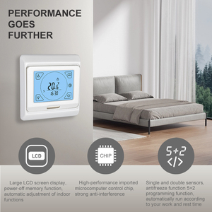 Đồng hồ điều khiển chế độ <span class=keywords><strong>LCD</strong></span> màn hình cảm ứng nhiệt sàn sưởi ấm lập trình thông minh nhiệt - Product Image 1