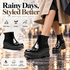 Bottes de pluie courtes imperméables en PVC pour femmes, plateforme épaisse, antidérapantes, pour le jardin et la mode en extérieur - Product Image 6