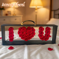 AM-PFE169 Ammy Roses éternelles préservées, je t'aime, boîte cadeau en acrylique miroir faite à la main, luxe, Saint-Valentin et fête des mères