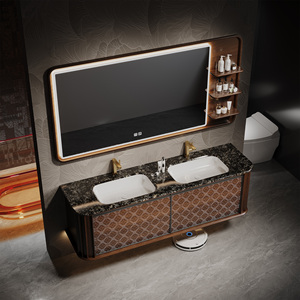 Mueble de <span class=keywords><strong>Baño</strong></span> de Lujo Estilo Italiano, Mueble de Madera Maciza <span class=keywords><strong>con</strong></span> Encimera de Piedra, Mueble <span class=keywords><strong>con</strong></span> <span class=keywords><strong>Espejo</strong></span> Inteligente - Product Image 3