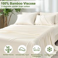 Parure de lit luxueuse et douce 4 pièces, rafraîchissante, respirante et durable, drap plat, taies d'oreiller, drap-housse 100% tissu bambou pour la maison