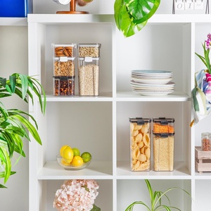 Clear Rectangle Large Capacity Airtight Sustainable Modern Kitchen Canisters <b>Plastic</b> Cereal Storage <b>Containers</b> <b>Lids</b> Dry Food - Product Image 5