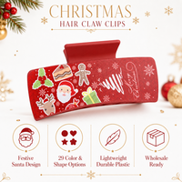 Pince à cheveux de Noël haut de gamme Shily&OS, 29 couleurs, pinces requin Père Noël faites à la main, petits accessoires capillaires frais pour femmes