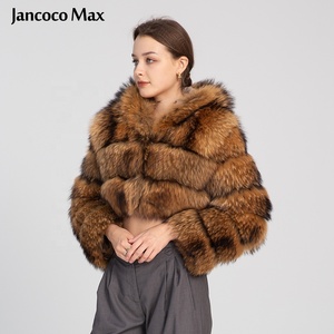 Hot <strong>Sale</strong> Winter Warm Women Fur Bomber Jacket Cropped Hooded Fox Fur <strong>Coat</strong> for <strong>Ladies</strong> - Product Image 3
