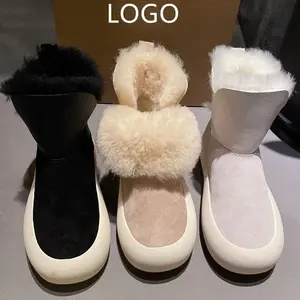مصمم أزياء شعار مخصص تخصيص أسفل سميكة أحذية الشتاء الدافئة المرأة الأحذية فروي السيدات أحذية الثلوج