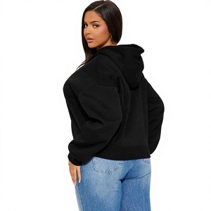 Wholesale <b>Women's</b> 100% Cotton Crop Top Hoodie <b>Set</b> Heavyweight Loose Fit Oversized Hoodies For <b>Women</b> Custom Logo Hoodies - Product Image 3