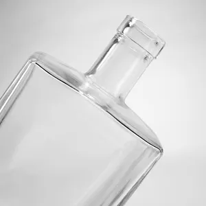 圆形精神白兰地霜冻广场500毫升形透明磨砂供应商伏特加玻璃瓶