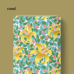 Nuovo Tessuto Liberty Tana 100% Cotone 2025, Design Personalizzabile OEM ODM, Floreale Giallo e Rosso, Morbido al Tatto per Abiti da Donna - Product Image 4