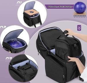 <b>Bowling</b> Backpack and Separate Ball Bag Combo <b>Bowling</b> Ball Bag with Wooden Ball Holder and Shoe Compartment - Product Image 2