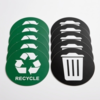 Autocollants ronds de 7cm pour signes de recyclage, autocollants auto-adhésifs en vinyle imperméable pour poubelle, pour le tri des déchets, 10 pièces