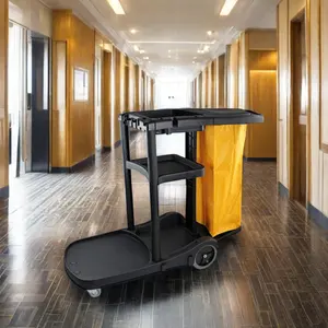 Carrello di pulizia pieghevole multifunzionale forniture di pulizie pulizie di servizio in plastica per la pulizia del carrello uso del ristorante