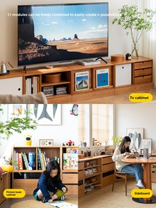 Mueble Modular Combinado Estilo Wabi-Sabi, Librería, Mueble para TV, Estante de Almacenamiento Integrado para Sala de Estar - Product Image 2