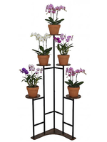 Support de plantes suspendu d'angle classique en métal à 3 niveaux, présentoir à fleurs intérieur/extérieur pour balcon, jardin, patio, décoration de cour