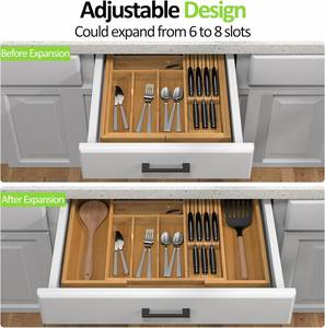 Single Tier Eco-Friendly Modern Design Expandable Adjustable Bamboo <b>Spice</b> Drawer <b>Organizer</b> for Kitchen Seasoning Storage - Product Image 2