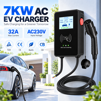 Borne de Recharge Intelligente Type 2 pour Véhicules Électriques 7kW 32A AC Wallbox WiFi Bluetooth Plug & Charge CE TUV pour Domicile et Parking Fournisseur OEM ODM Vente en Gros
