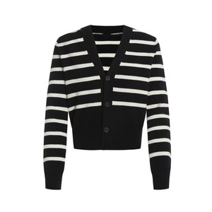 Suéter de mujer de alta calidad, cárdigan a rayas con cuello en V informal cómodo, cárdigan diario de manga larga con un solo pecho - Product Image 2