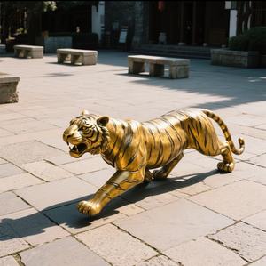 사용자 정의 야외 정원 장식 예술 현대 금속 동물 동상 실물 크기 황동 호랑이 조각 금도금 3D 새겨진 - Product Image 6