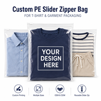Sac refermable transparent en PE réutilisable, taille et logo personnalisés, pour l'emballage de t-shirts, ouverture facile, stockage pour vêtements