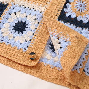 <span class=keywords><strong>Polo</strong></span> a Maniche Corte Estiva con Logo Personalizzato OEM, Cardigan Casual in Maglia <span class=keywords><strong>Jacquard</strong></span> all'Uncinetto - Product Image 5