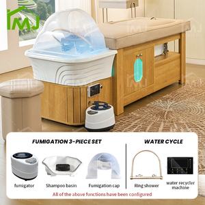 Cama de Spa para Cabeza de Madera para Pedicura Coreana con Lavabo de Salón para Masaje Tailandés y Lavado de Cabello Acostado - Product Image 4