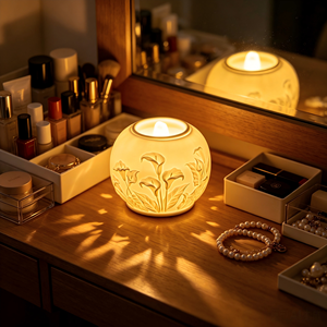 <span class=keywords><strong>Lampada</strong></span> Notturna LED in Porcellana Traslucida con Calla Lirica in Rilievo, Decorazione Zen Spa, <span class=keywords><strong>Fontana</strong></span> d'Acqua - Product Image 3