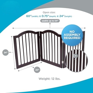 Barrière pour animaux de compagnie en bois, portable, extra large, 3 panneaux, 24 pouces de hauteur, autoportante, pour chiens ou chats - Product Image 2