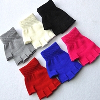 Gants sans doigts pour femmes et hommes Mitaines tricotées de couleur unie Mitaines d'hiver douces et chaudes Gants féminins de base unisexes Guantes