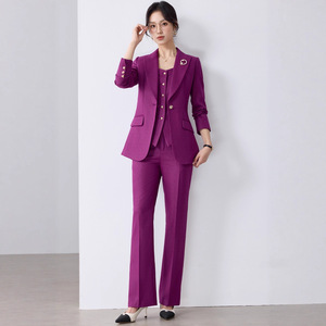 Women's Suit Set Long Sleeve Slim Fit Polyester Winter Casual Suit With Buttons - Product Image 1