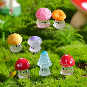 Miniatur bercahaya Resin Mini bercahaya Jamur Kerajinan patung untuk DIY peri terarium taman rumah boneka dekorasi akuarium - Product Image 2