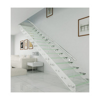 Escalier moderne en métal noir avec revêtement poudré, garde-corps en verre