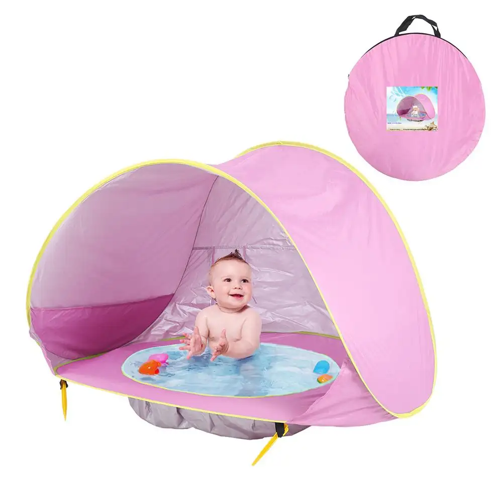 Tente d'extérieur pour enfants, portable, voyage, jeu, voyage, étanche, uv, maison, jeu, pop up, tente de plage pour bébé avec piscine