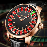 Montre mécanique en acier inoxydable PINDU Design, cadran à aiguilles avec chiffres arabes SEIKO, 46 mm, automatique, aiguilles lumineuses en diamant, bracelet en cuir