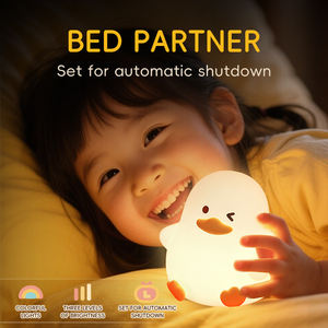 Lampe de décoration d'intérieur mignonne en silicone souple en forme de canard « Je t'aime », portable, rechargeable, LED tactile pour les fêtes d'enfants - Product Image 5