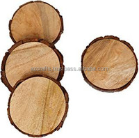 Lot de 4 sous-verres en bois de manguier noir durable Napperons classiques de style européen pour la maison, les hôtels, les restaurants et les occasions de thé