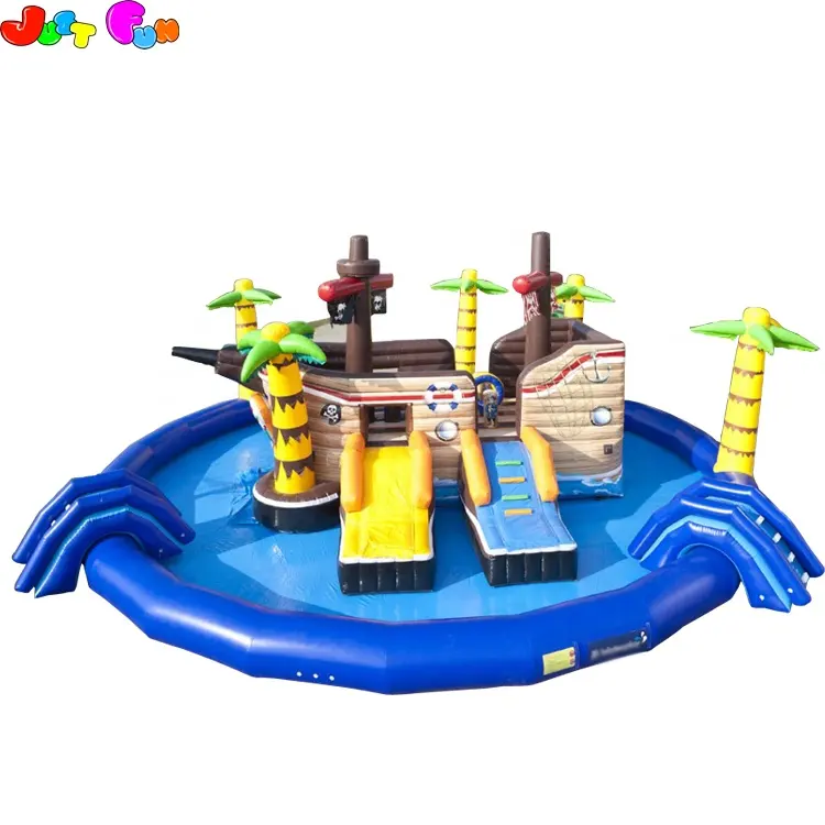 Tobogán de agua inflable pirata comercial grande con parque acuático inflable de piscina grande