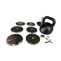 Kettlebell réglable en acier C45 noir mat avec poignée ergonomique et plaques sécurisées par vis centrale pour personnaliser l'intensité des entraînements des utilisateurs