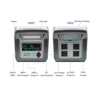 Station d'alimentation portable 1000W, batterie au lithium LiFePO4, onde sinusoïdale pure, panneau solaire MPPT 100W, charge sans fil pour voiture, camping, maison