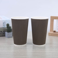 Gobelets en papier biodégradables à double paroi ondulée, imprimés sur mesure par flexographie, revêtement papier, 8oz-16oz, Jiangsu, KING GARDEN