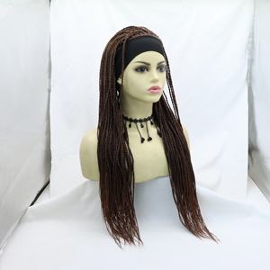 Diadema trenzada Marrón Destacados Caja sintética Peluca trenzada con banda para la <span class=keywords><strong>cabeza</strong></span> Sin nudos Listo para ir Peluca de pelo pretrenzado sin pegamento - Product Image 3
